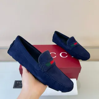 Gucci Horsebit 1955 海军蓝麂皮乐福鞋
