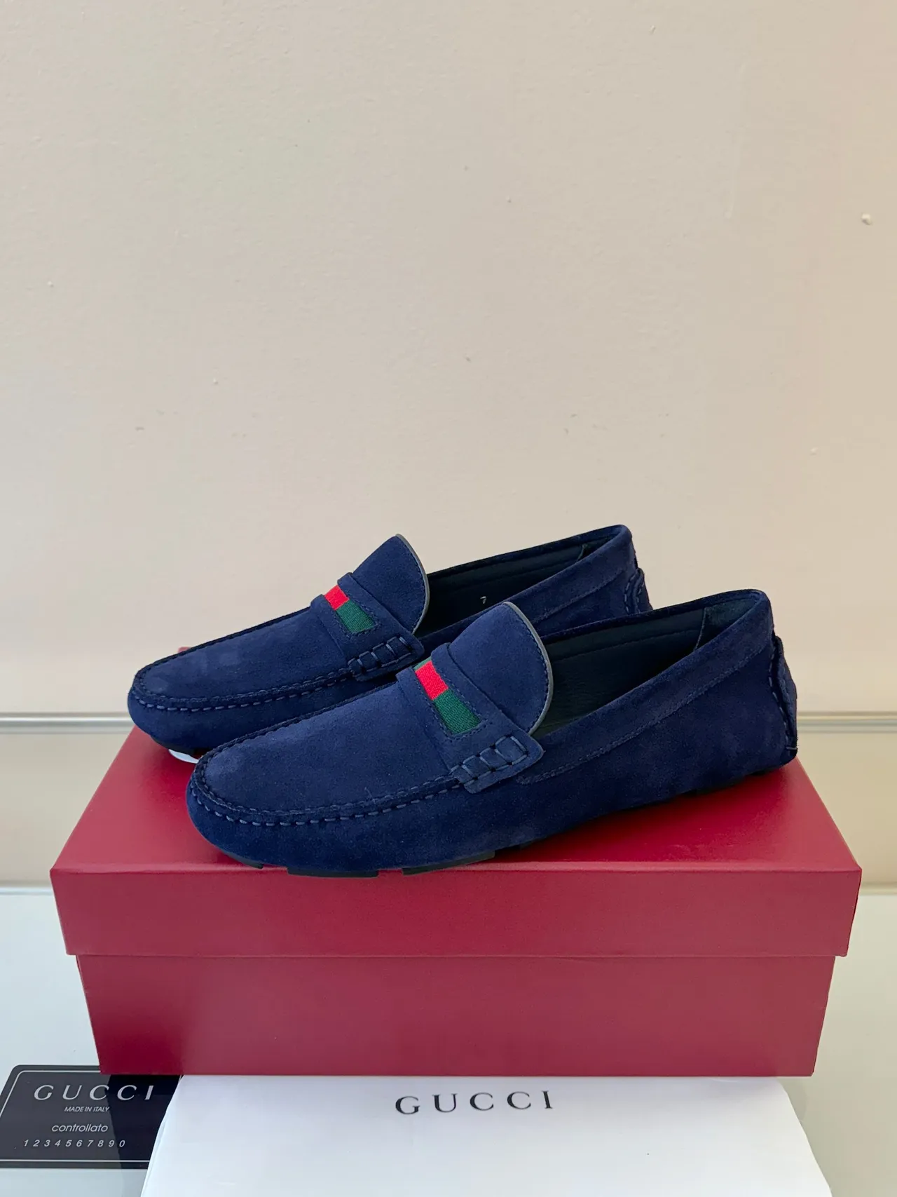 Gucci Horsebit 1955 Navy Suede Loafers 2