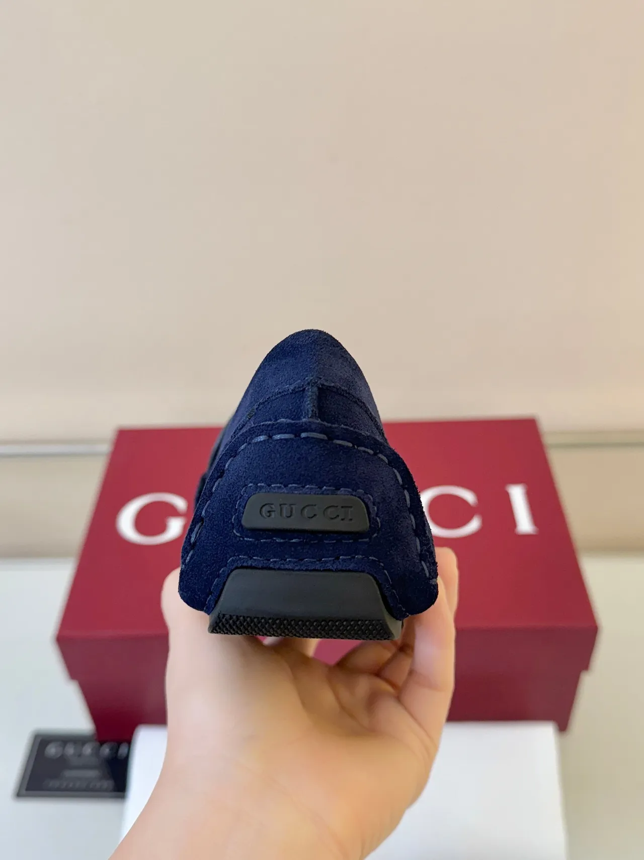 Gucci Horsebit 1955 Navy Suede Loafers 4
