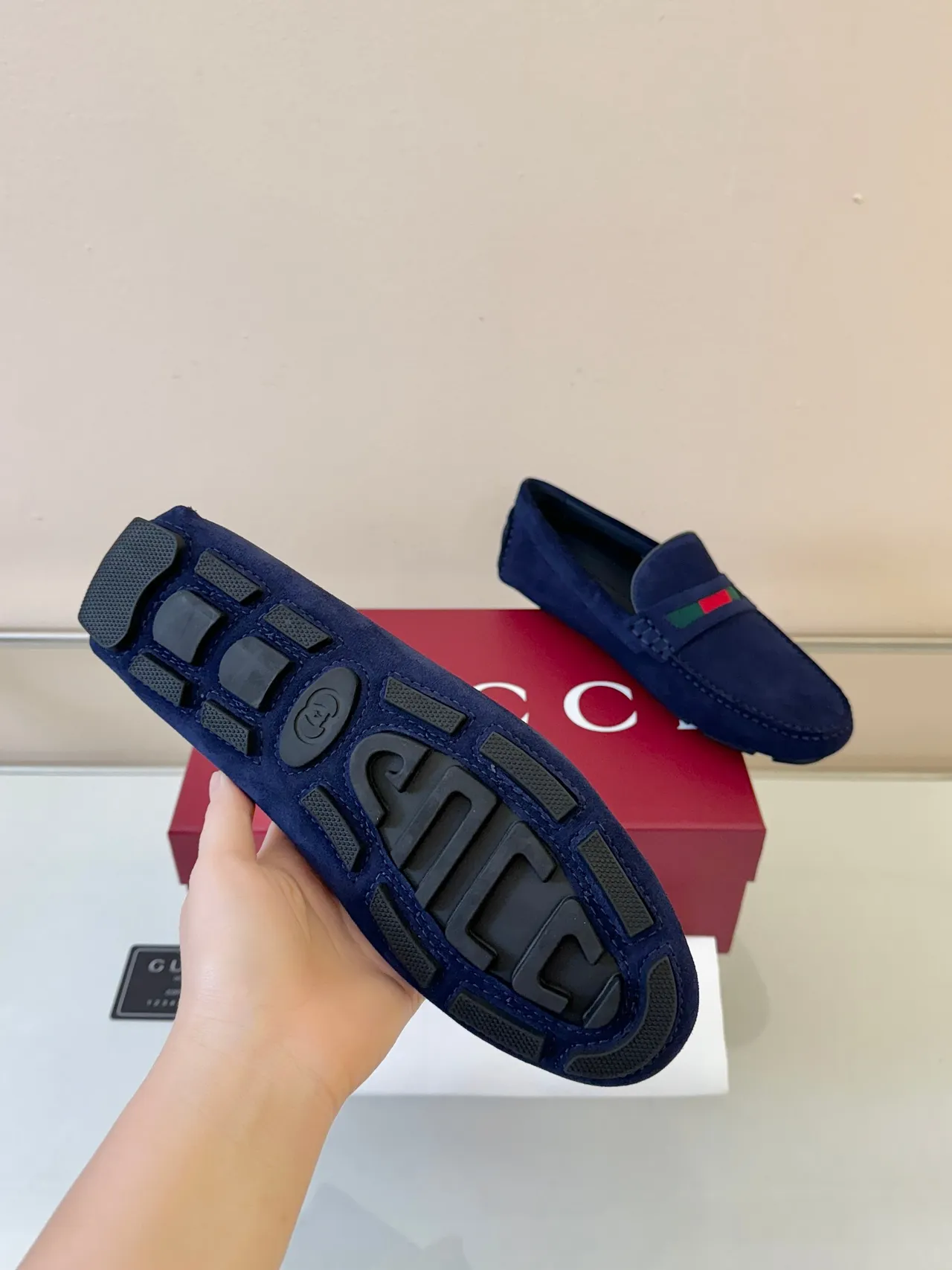Gucci Horsebit 1955 Navy Suede Loafers 5