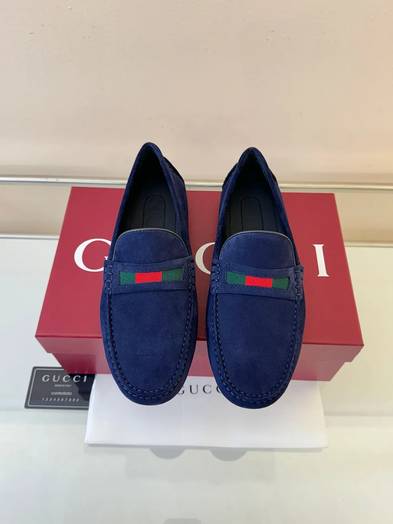 Gucci Horsebit 1955 Navy Suede Loafers 6