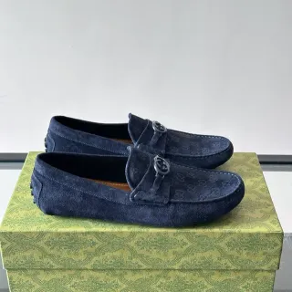 Gucci Horsebit 1955 海军蓝麂皮乐福鞋