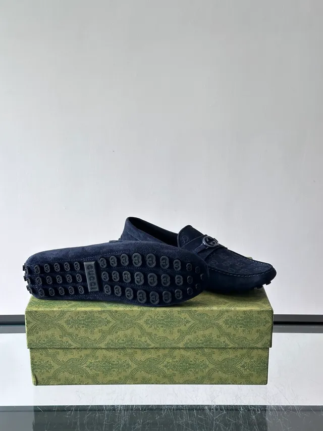 Gucci Horsebit 1955 Navy Suede Loafers 2