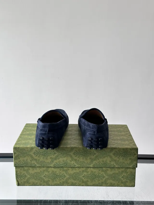 Gucci Horsebit 1955 Navy Suede Loafers 3