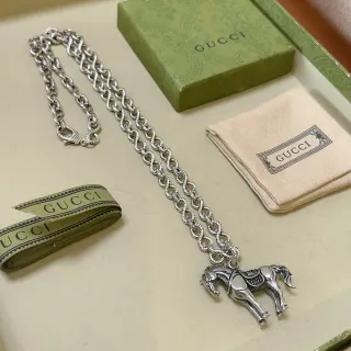 Gucci Horsebit 1955 Argenté Beige Infinity-Link Chain Collier