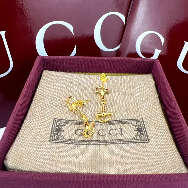Gucci Horsebit 1955 Silver Motif Polished Metal Earrings 5