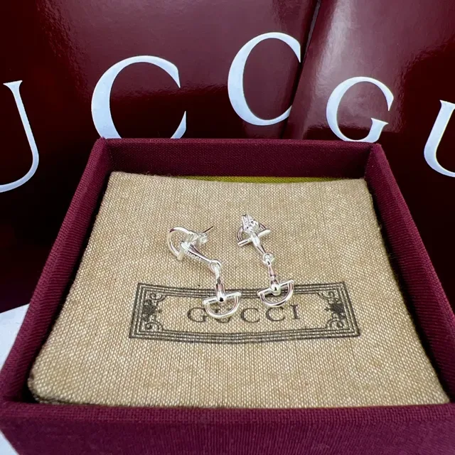 Gucci Horsebit 1955 Silver Motif Polished Metal Earrings 6