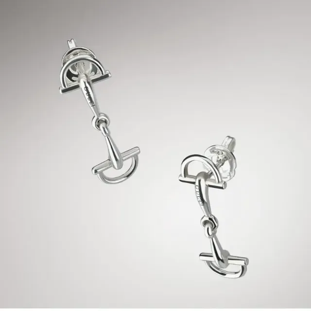 Gucci Horsebit 1955 Silver Motif Polished Metal Earrings 8