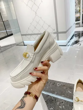 Gucci Horsebit 1955 couro branco ouro Horsebit mocassins 2