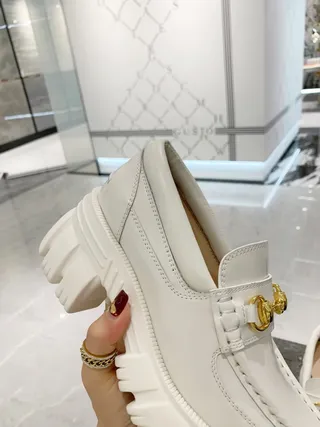 Gucci Horsebit 1955 couro branco ouro Horsebit mocassins 4