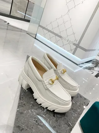 Gucci Horsebit 1955 couro branco ouro Horsebit mocassins 5