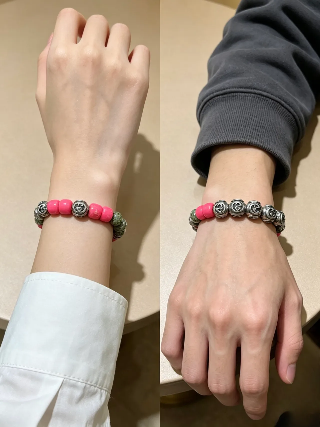 Gucci Interlocking G Beaded Bracelet Pink Green Motif Bracelet 5