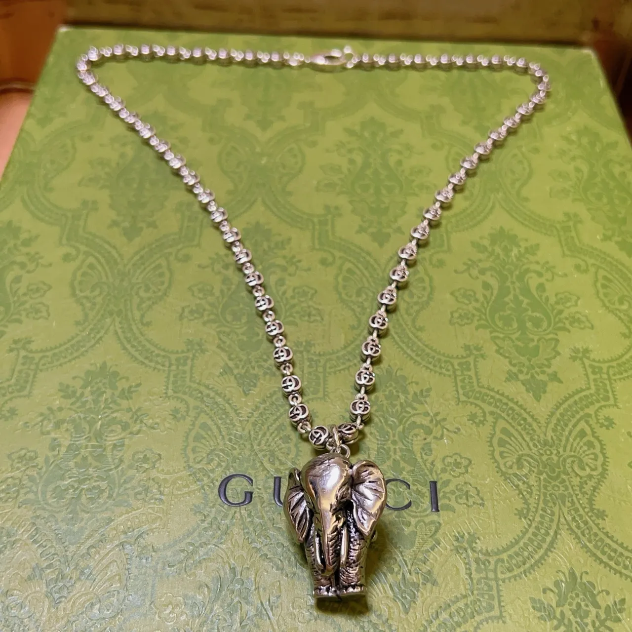 Gucci Interlocking G-Link Elephant Pendant Necklace 7