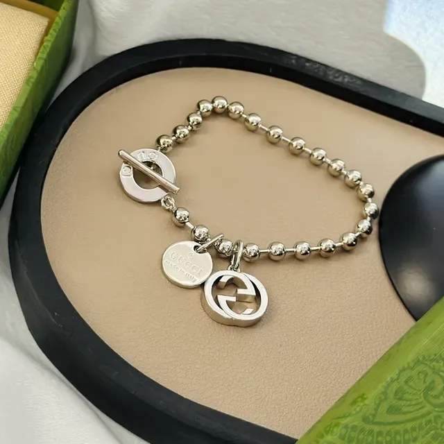 Gucci Interlocking G Silver Ball-Chain Charm Bracelet 2