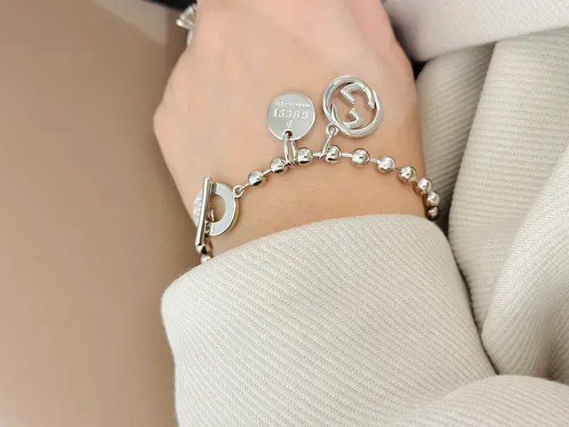 Gucci Interlocking G Silver Ball-Chain Charm Bracelet 8
