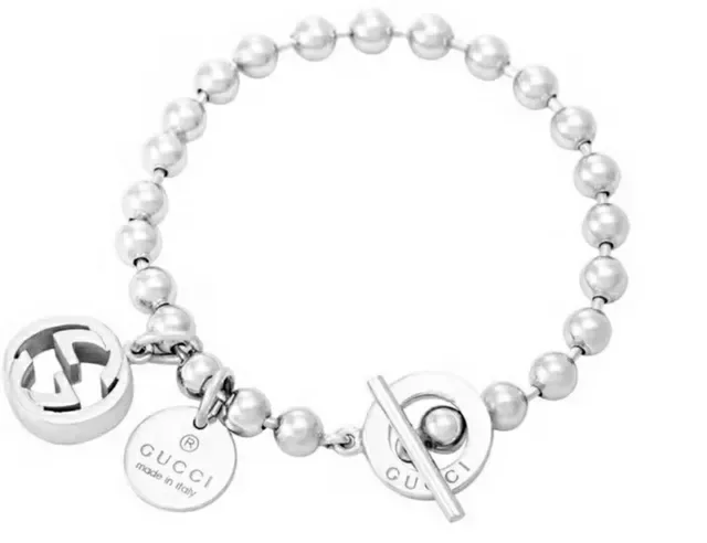 Gucci Interlocking G Silver Ball-Chain Charm Bracelet 9