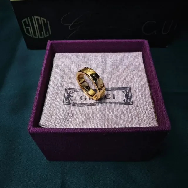Gucci Interlocking G Silver Black Enamel Inlay Ring 3