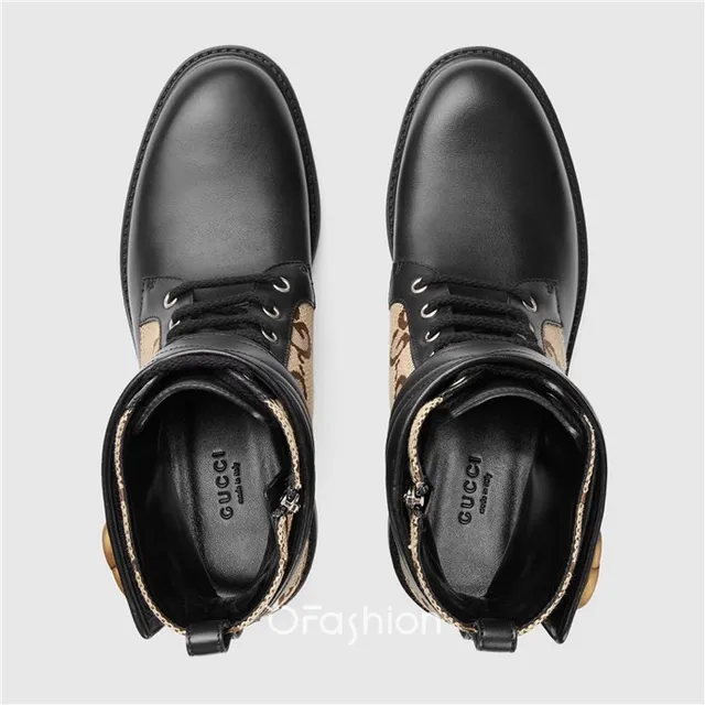 Gucci Le Cagole preto e bege GG Monogram botas de tornozelo 3