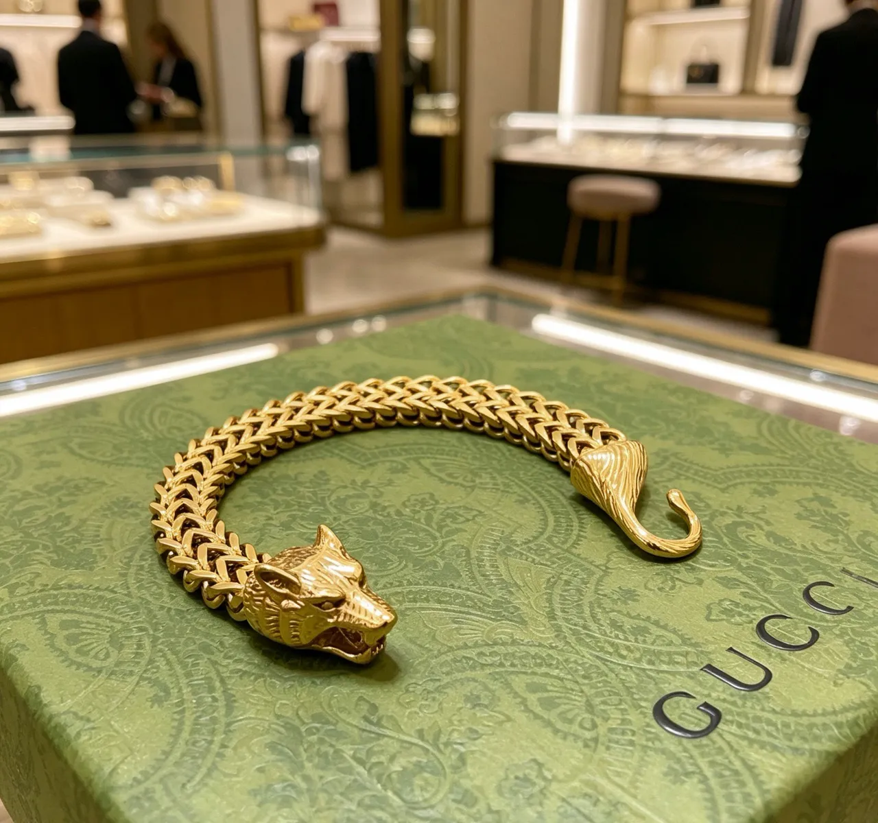Gucci Lion Head Woven Gold-Tone Bracelet 7