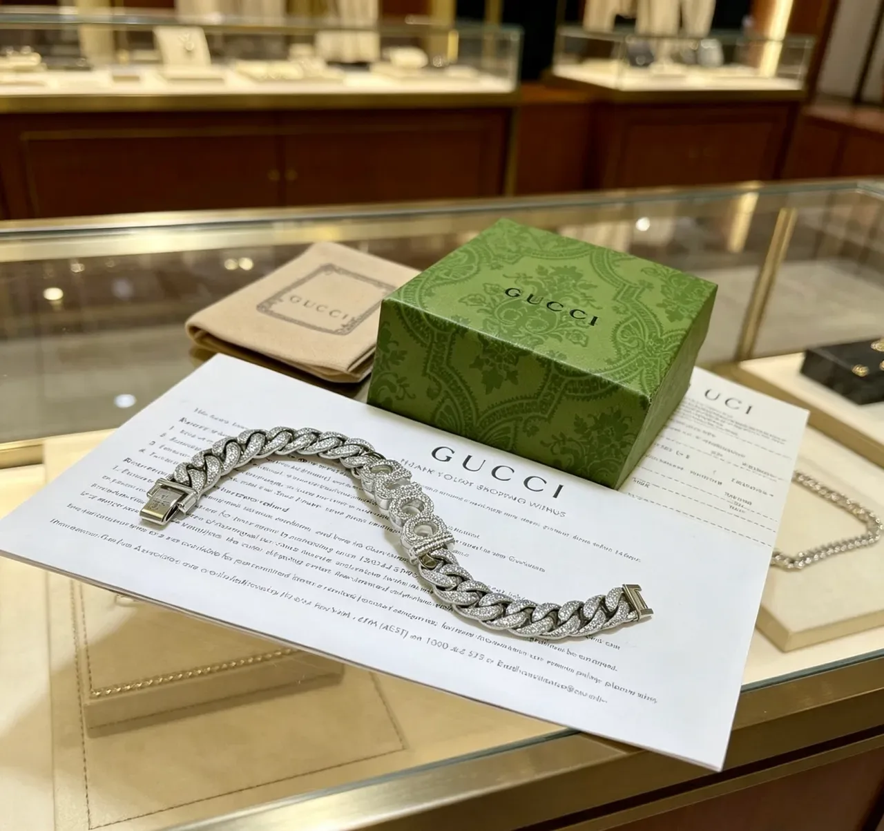 Gucci Logo-Integrating Pavé Curb-Link Bracelet 7