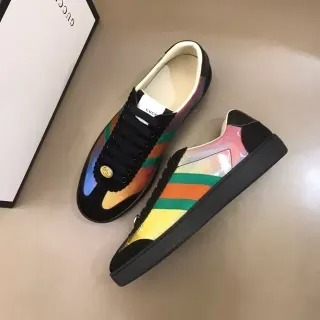 Gucci Multicolor Black Iridescent Rainbow Finish Green-Red-Green Web Stripe Lifestyle Sneakers