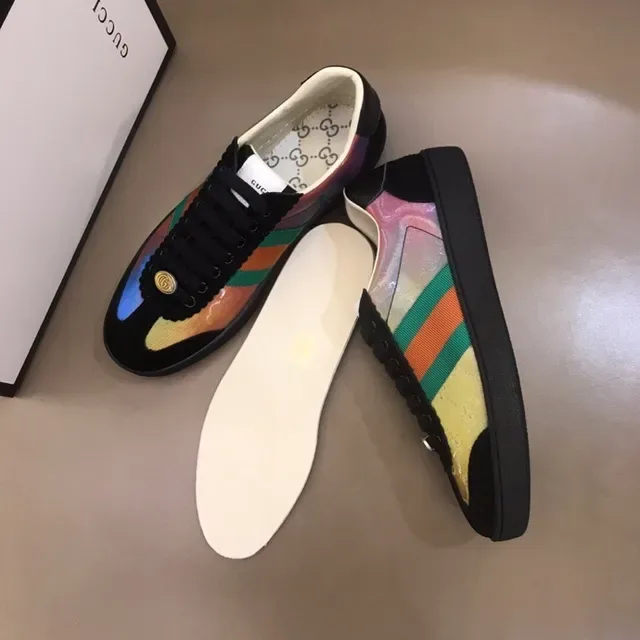 Gucci Multicolor Black Iridescent Rainbow Finish Green-Red-Green Web Stripe Lifestyle Sneakers 3