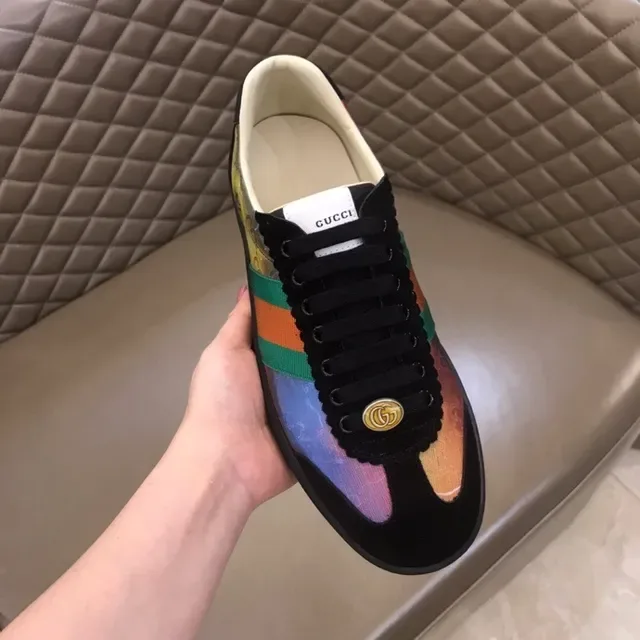 Gucci Multicolor Black Iridescent Rainbow Finish Green-Red-Green Web Stripe Lifestyle Sneakers 5