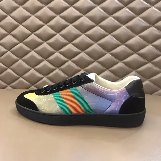 Gucci Multicolor Black Iridescent Rainbow Finish Green-Red-Green Web Stripe Lifestyle Sneakers 7