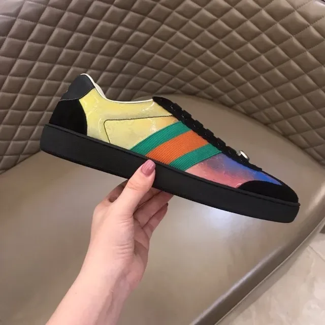 Gucci Multicolor Black Iridescent Rainbow Finish Green-Red-Green Web Stripe Lifestyle Sneakers 8