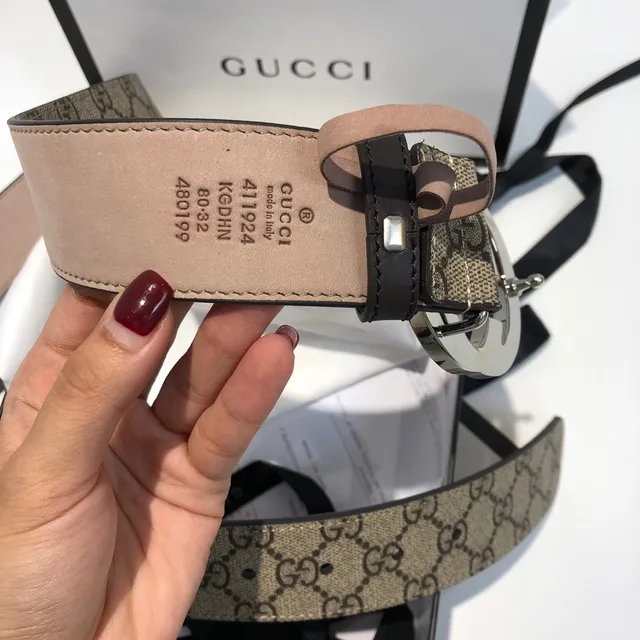 Gucci Ophidia بيج أسود GG Monogram كانفاس إنترلوكينج ج إبزيم حزام جلد 3
