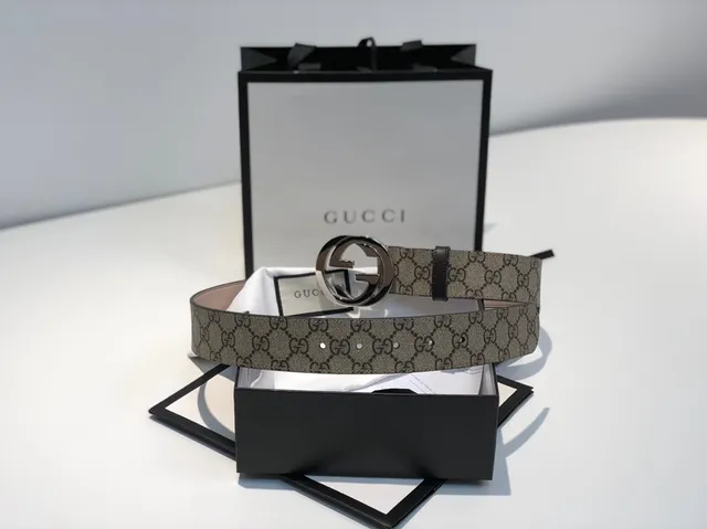 Gucci Ophidia بيج أسود GG Monogram كانفاس إنترلوكينج ج إبزيم حزام جلد 4