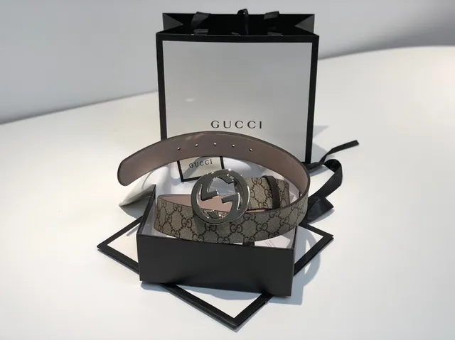 Gucci Ophidia بيج أسود GG Monogram كانفاس إنترلوكينج ج إبزيم حزام جلد 6