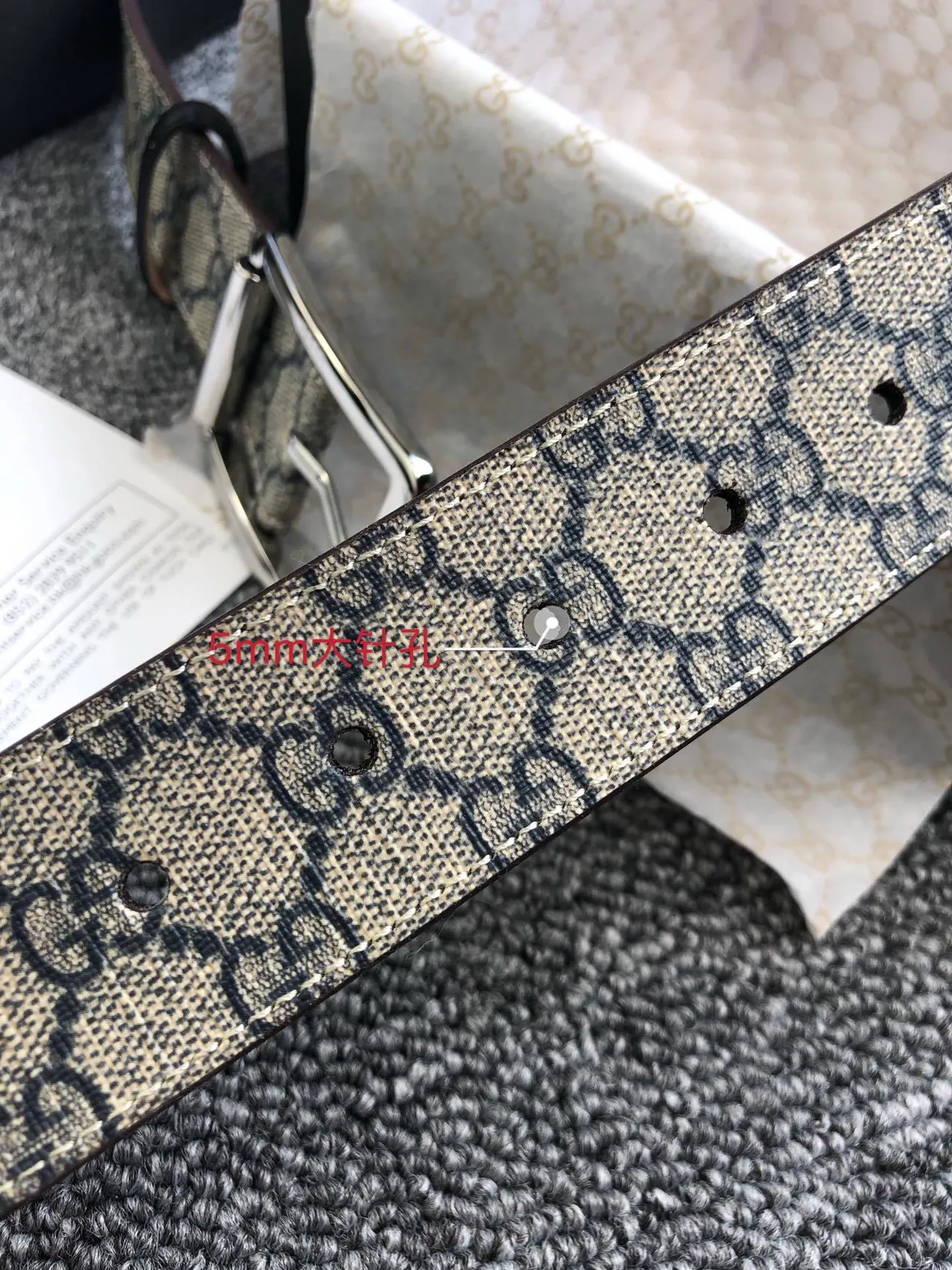 Gucci Ophidia 米色黑 GG Supreme 帆布 皮革腰带 4