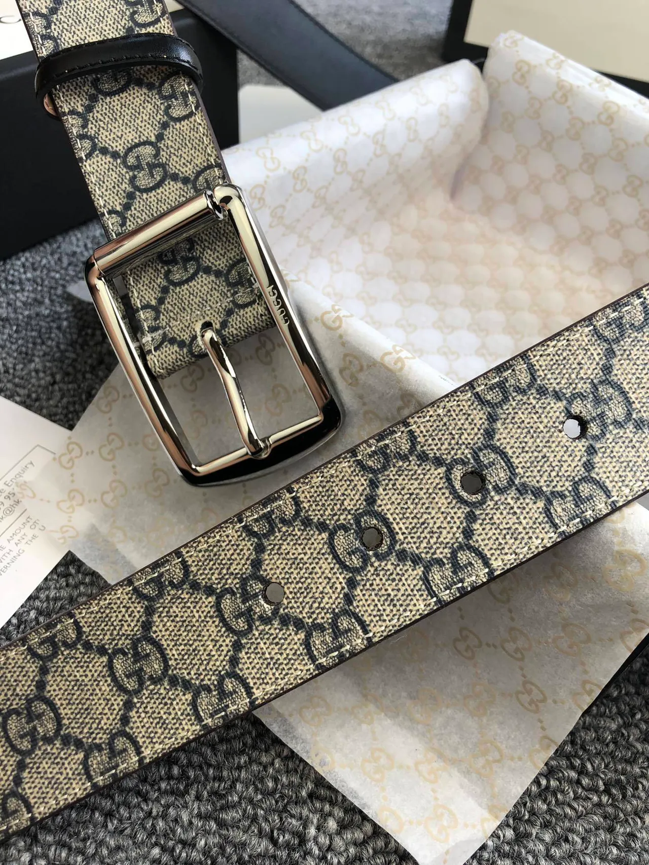 Gucci Ophidia 米色黑 GG Supreme 帆布 皮革腰带 8