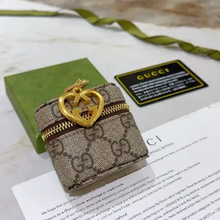 Gucci Ophidia Beige Brown GG Monogram Canvas Heart-Shaped Interlocking G Charm Handbag