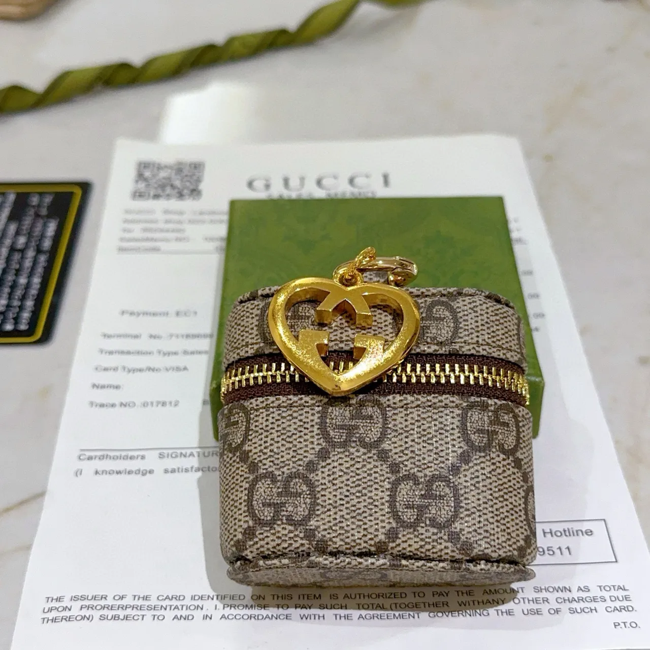 Gucci Ophidia Sac à main beige marron GG Monogramme Canvas en forme de cœur avec charme G entrelacé 6