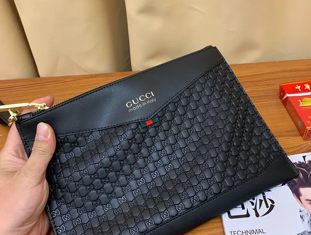 Gucci Ophidia Black Embossed GG Monogram Flap Closure Envelope Clutch 3