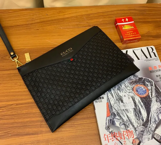Gucci Ophidia Black Embossed GG Monogram Flap Closure Envelope Clutch 5