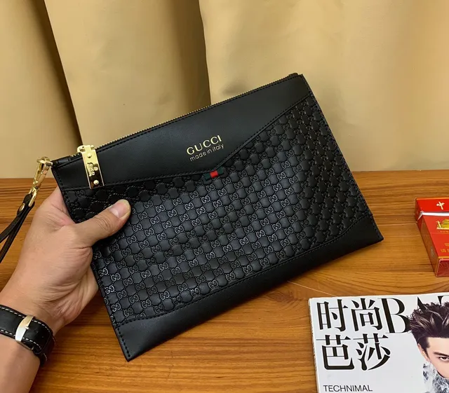 Gucci Ophidia Black Embossed GG Monogram Flap Closure Envelope Clutch 8