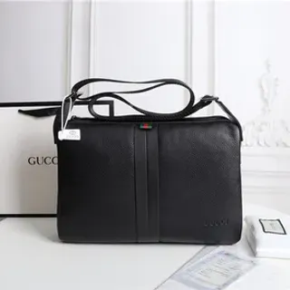 Gucci Ophidia Black Pebbled Leather Boston Bag