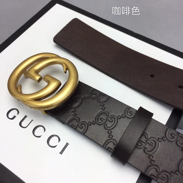 Gucci Ophidia Marron Doré Gravé GG Monogram Interlocking G Buckle Leather Belt 8