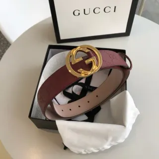 Gucci Ophidia Burgundy Embossed GG Leather Belt