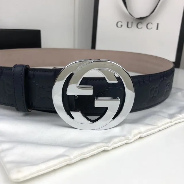 Gucci Ophidia Interlocking G Buckle Black Leather Belt 2