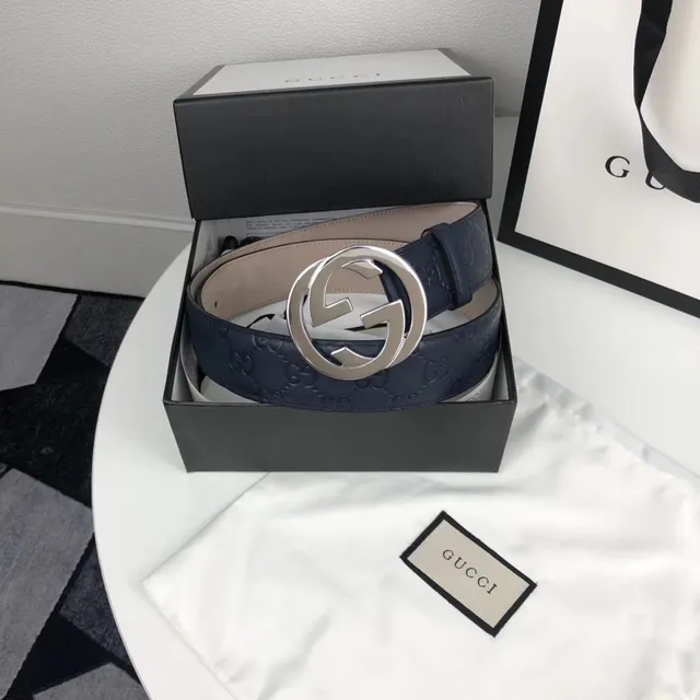 Gucci Ophidia Interlocking G Buckle Black Leather Belt 5