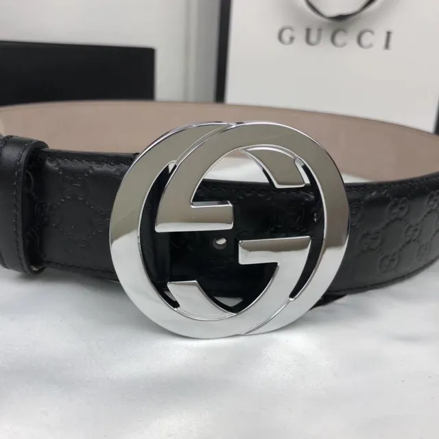 Gucci Ophidia Interlocking G Buckle Black Leather Belt 9