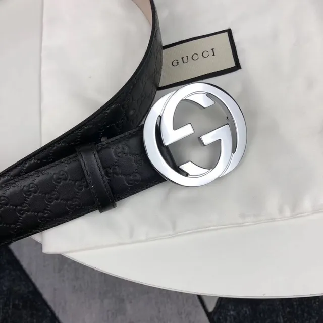 Gucci Ophidia Interlocking G Buckle Black Leather Belt 10