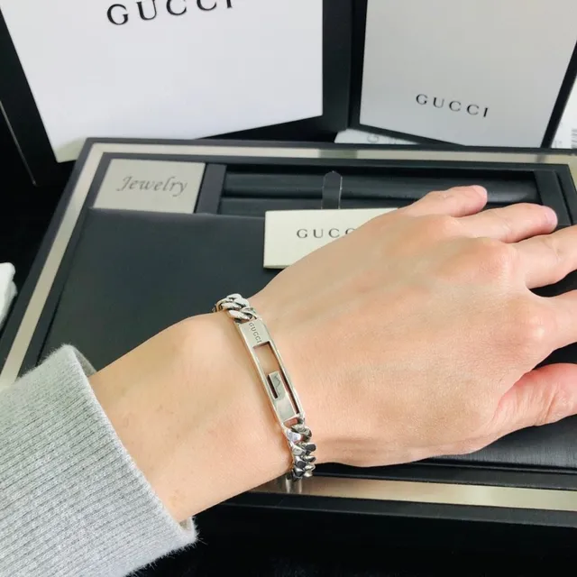 Gucci Ophidia Silver-Tone Curb-Link Logo Bracelet 2