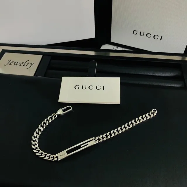 Gucci Ophidia Silver-Tone Curb-Link Logo Bracelet 3
