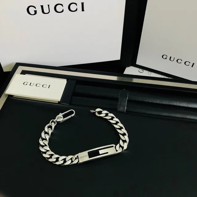 Gucci Ophidia Silver-Tone Curb-Link Logo Bracelet 5