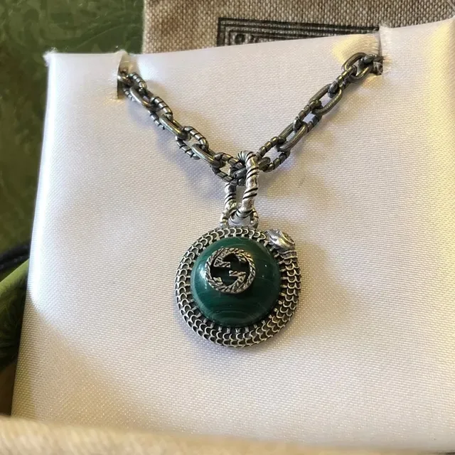 Gucci Ornate Serpent Medallion Antiqued Silver Necklace 2